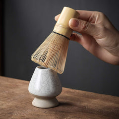 Handcrafted Golden Bamboo Matcha Whisk, Traditional Japanese Chasen Matcha Stirrer -Bamboo Whisk Made from Durable and Sustainable Organic Bamboo