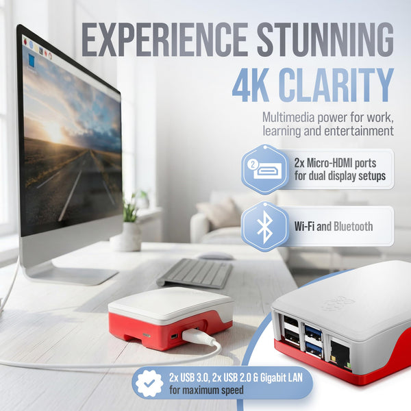 db-tronic Raspberry Pi 5 8GB Starter Kit | 128GB Edition | 27W Power Supply | Case with Cooling Fan | Heatsink | 4K Micro HDMI Cable | Ideal for Smart Home, Retro Gaming & Home Assistant