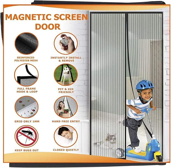 Magnetic Insect Door Mesh Screen, Heavy Duty Insect Screen Door, Magnetic Automatic Closing, Easy to Install, Suitable for All Kinds of Doors and Windows