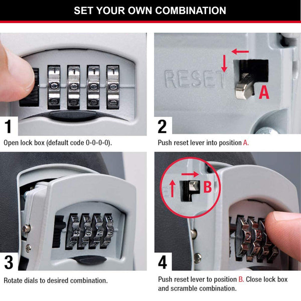 MASTER LOCK Key Safe Wall Mounted, Medium 85 x 119 x 36 mm, Outdoor, Mounting Kit, for Home Office Industries Vehicles, Black & Silver