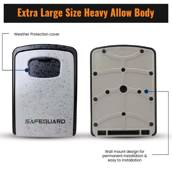 D&S London Safeguard Key Safe – Extra-Large Police Approved Lock Box for Outdoor Use, Wall-Mounted, 4-Digit Combination, Waterproof Alloy Body, Police Approved Key lock box for Home, Airbnb, Garage