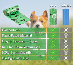 Nineaccy Dog Poo Bags with Holder-240 Large Poop Bags, Corn Starch Blended Poo Bag, Extra Thick Strong Leak Proof Poop Waste Bag for Dogs (Green)