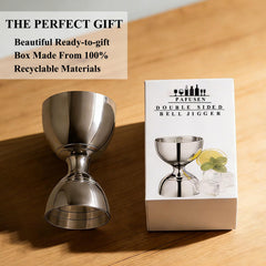 Professional Bartender Jigger - Premium Cocktail Bell Jiggers - 1oz & 2oz Double-Sided Stainless Steel Measuring Cup with Etched Inside Markings, Easy Read Ounce Lines for Home Bar & Cocktail Making