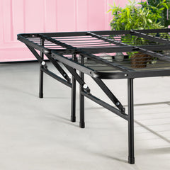 Zinus Shawn SmartBase Folding Guest Bed Frame King (150 x 200 cm) – Space Saving with Underbed Storage, No Assembly – Black