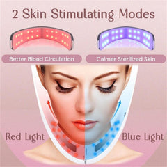 Face Lifting Device with Red Light Therapy | Skin Rejuvenation & Double Chin Slimming Massager | Remote-Controlled V-Face Beauty Instrument (Pink)