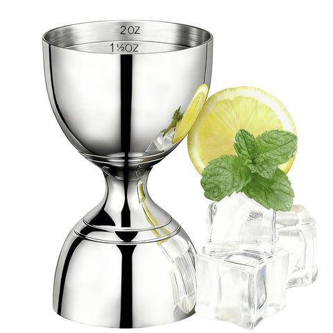 Professional Bartender Jigger - Premium Cocktail Bell Jiggers - 1oz & 2oz Double-Sided Stainless Steel Measuring Cup with Etched Inside Markings, Easy Read Ounce Lines for Home Bar & Cocktail Making