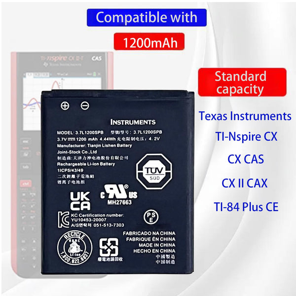 Aousavo 3.7L1200SPB Replacement Battery Compatible with Texas Instruments Battery TI-Nspire CX and CX CAS and CX II CAX, TI-84 Plus CE