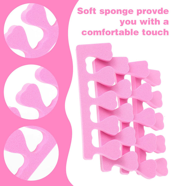 24 Pcs Toe Separators for Nail Varnish, Soft Sponge Toe Separators for Pedicure Manicure Polishing Coating Nail Polish Beauty Accessories Pink