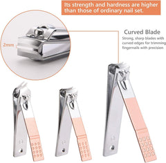 URAQT Nail Clippers, 18 pcs Manicure Pedicure Set, Nail Scissors Cuticle Remover for Men Women, Stainless Steel Nail Care Grooming Kit with Leather Case for Travel & Home