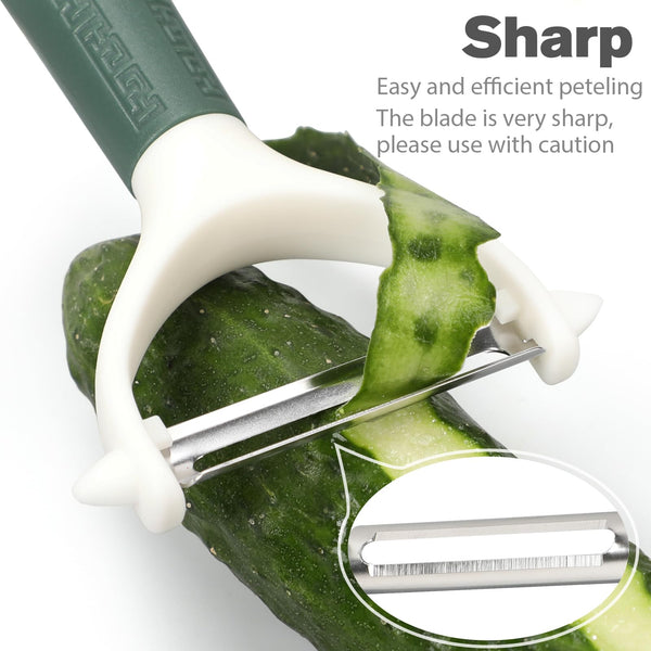 Euqvunn 2pcs Potato Peeler, Vegetable Peelers for Kitchen, Y-Shaped Carrot Peeler with Non-Slip Handle, Stainless Steel Fruit Peeler, 14,7cm x 7,5cm, Green