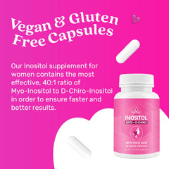 Myo-Inositol & D-Chiro Capsules with Folic Acid for PCOS | Prenatal Fertility Supplements for Women | Vitamin B8 | Improves Hormonal Balance & Supports Ovarian Function | 40 to 1