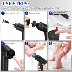 Electric Foot File Feet Hard Skin Remover 4500rpm, Adjustable Speed Foot Sander Professional Electric Callus Remover for Women Men Dry Dead Skin Remover, Black