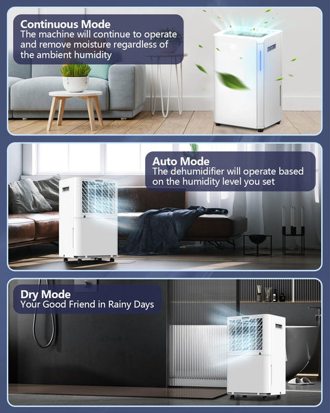 Dehumidifier, 20L/Day Compressor Dehumidifiers for Home, Energy Saving 4.5L Water Tank & Drainage Hose Dehumidifiers for Bathroom with Laundry Drying, 24H Timer Bedroom Dehumidifier for Drying Clothes