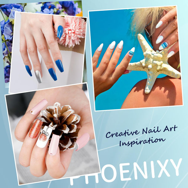 Phoenixy Gel Nail Polish - 60pcs 7ml Gel Nail Polish Set UV Soak-off Nail Polish with Base Coat and Glossy Matte Glitter Top Coat Nail Varnish Sets Manicure Kit for Women