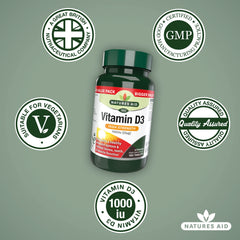 Natures Aid Vitamin D3 1000iu – High Strength Supplement for Bone, Muscle & Immune Support – Vegan, Non-GMO, Gluten-Free – Essential Nutrient – 180 Tablets