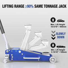 TCE 3 Ton Low Profile Trolley Jack, Aluminium & Steel Hydraulic Car Jack with Dual Piston Quick Lift Pump, Lifting Range 100-465 mm, Heavy Duty Floor Jack for Cars, SUVs & Low Clearance Vehicles
