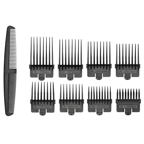 BaByliss Hair Clipper Precision Power, Corded Hair Clippers for Men, Sharp Stainless Steel Blades, 8 cutter guides 1-8, Grooming Set, Black, 7755U