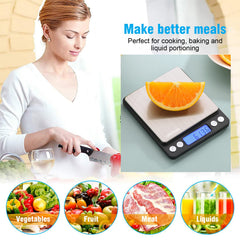 GRIFEMA GA2003 Digital Kitchen Scales with Trays 0.05g-500g Silver