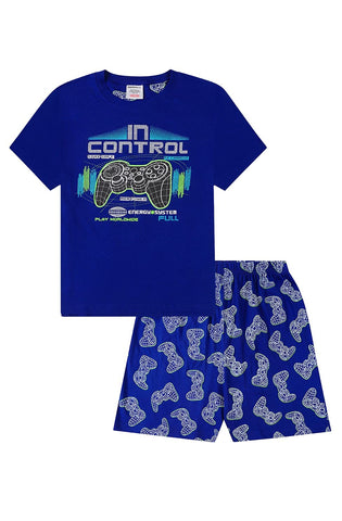 Boys in Control Blue Gamer Short Pyjamas 9 to 16 Years (9-10 Years)