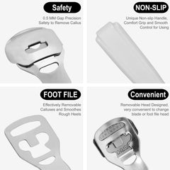 ZAMAHA UK® Corn Callus Remover for feet Hard Skin Remover Foot Scraper Calluses, Includes 10 Replacement, Foot and Heel Scrubber Scraper (Plastic Handle)