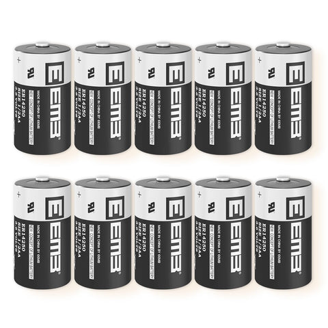 EEMB ER14250 10Pack 1/2 AA 3.6V Lithium Battery 1200mAh Li-SOCL₂ Non-Rechargeable Battery XL-050F SB-AA02 LS14250 TL-5902 TL-2150 Long-Life for Home Automation, Alarms, & More