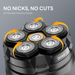 Head Shavers for Men, IPX7 Waterproof, 6D Magnetic Self-Sharpening Steel Blades, Smooth Shave in 3 Minutes, Wet & Dry, 180-Min Usage, Type-C Fast Charge, Easy Clean, LED Display, Gifts for Men