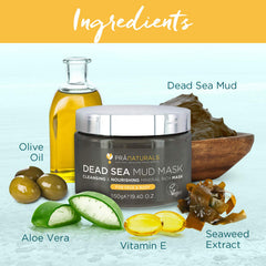 PraNaturals Dead Sea Mud Mask 550g Organic, Natural & Vegan, Cruelty-Free Cosmetic - Mineral-Rich, Hydrates, Detoxifies & Deeply Cleanses Skin Anti-Ageing, Suitable for All Skin Types