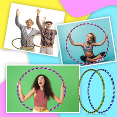 FlickBuyz Hula Hoop - Multicolor Fitness Hula Hoops - Plain and Glitter 55cm, 65cm, 75 cm Plastic Hula Hoops, Fitness and Dance Exercise Hoola Hoops (8, Glitter (55cm))