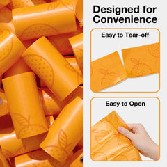 VETRESKA Orange Scented Dog Poop Bags with Holder - 105 Extra Thick & Large Leak Proof Pet Waste Bags | Refill Roll for Dog Walking, Cat Litter | Strong, Long-Lasting Fresh Scent Poo Bags, Orange