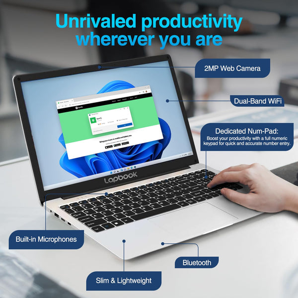 15.6" Full HD Laptop - 8GB RAM 512GB M.2 SSD Windows 11 Home, Dual-Band WiFi, Integrated Webcam - S15 N2 15 Inch Lightweight Laptop