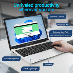 15.6" Full HD Laptop - 8GB RAM 512GB M.2 SSD Windows 11 Home, Dual-Band WiFi, Integrated Webcam - S15 N2 15 Inch Lightweight Laptop