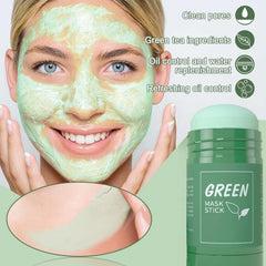 OunTechGlory 2PCS Green Tea Deep Cleanse Mask Stick, Deep Cleansing & Blackhead Remover, Green Tea Face Mask Stick, Moisturizes & Purifies Skin for Men & Women, Deep Cleansing Facial Pores for Skin