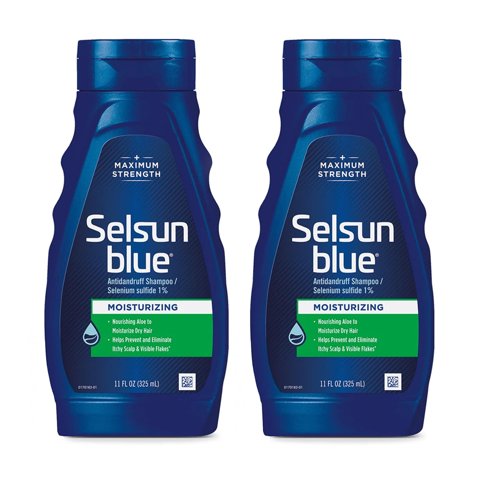 Selsun Blue Moisturizing Anti-dandruff Shampoo with Aloe, 11 fl. oz., Selenium Sulfide 1% (Pack of 2)