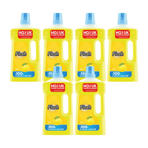 Flaash Multipurpose Floor Liquid Cleaner Crisp Lemon 1Ltr (Pack of 6) | Powerful All-Purpose Cleaning Solution | Refreshing Lemon Scent | Multipurpose Use