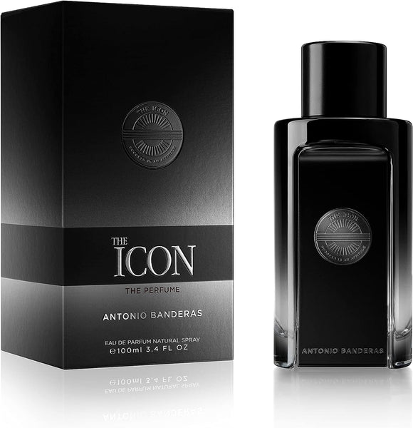 The Icon By Antonio Banderas Eau De Perfume For Men - Long Lasting - Virile, Elegant, Trendy And Sexy Scent - Wood, Amber, And Sandalwood Notes - Ideal For Special Events - 100Ml