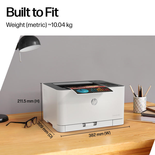 HP Colour Laser 150nw Wireless Printer | White | Easy mobile printing with the app | World’s smallest colour laser in its class | USB 2.0 high speed connectivity | Speeds up to 18/4 ppm in A4