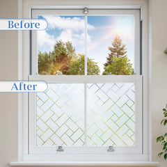 Coavas Window Privacy Film for Frosted Windows: Modern Brick Patterned, Anti UV Obscure Window Films, Self Adhesive Static Cling No Glue Removable, Opaque Frosting Window for Home Office, 75x200cm