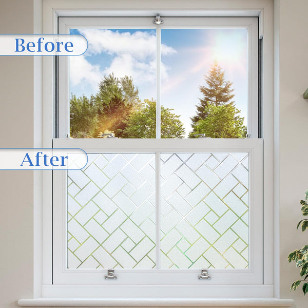 Coavas Window Film Privacy Frosted Glass Film for Windows Static Clings Self-Adhesive Frosting Window Cover Vinyl Blinds Film Anti UV Window Sickers for Home, 45 x 200cm
