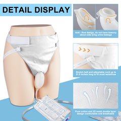Wearable Urine Collector with Soft Silicone Cup, Adjustable Breathable Pants, Long Drainage Tube, 1000ml Day Bag and 2000ml Night Bag, External Catheter for Men for Elderly Male Black