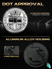 AUDEXEN New Brighter 7 Inch Led Headlights DOT Approved Round Headlight with DRL Low Beam & High Beam Compatible with Jeep Wrangler JK JKU LJ CJ TJ 1997-2018 LED Head lamps - Chrome