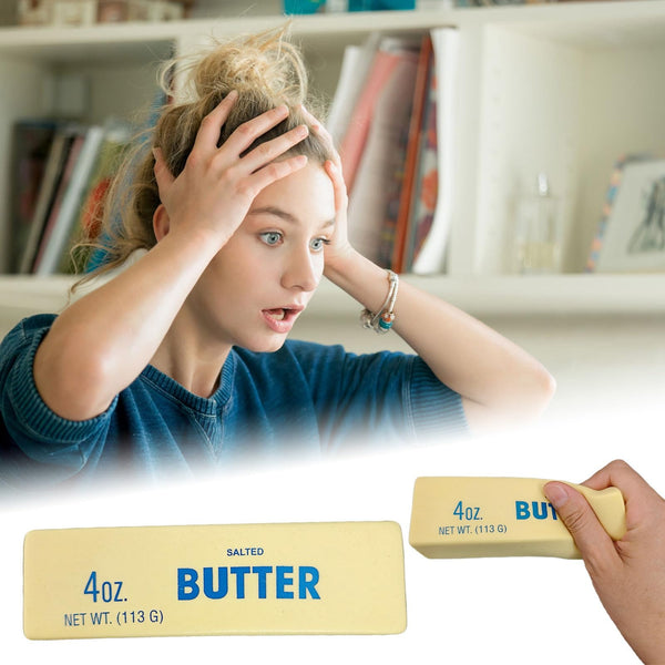 Butter Squishy, Salted Butter Design Stress Relief Squishies for Desk, Anxiety Relief Fidget Toy Sensory Toys for Adults & Kids, Funny-Themed Office Decor