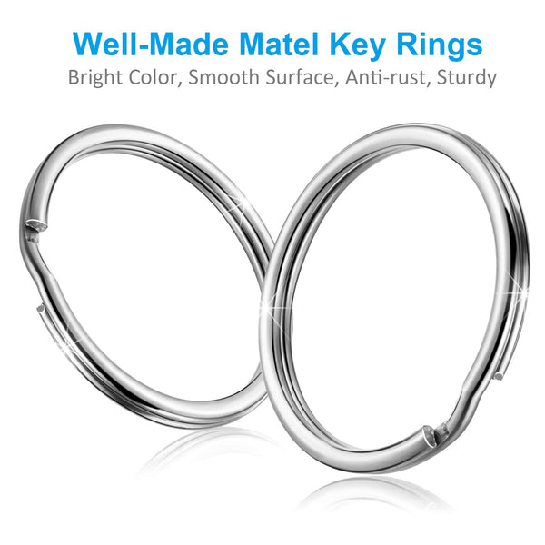 YHYZ 25mm (1.0 Inch) Key Rings Bulk (30pcs, Round), Sliver Metal Spilt Key Rings, for Kechain Chain/Dog Collar tag/DIY Craft Jewelry Making/Car Key
