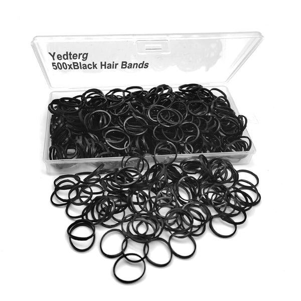 Black Elastic Hair Bands, Yedtreg 500pcs Small Rubber Bands with Box, Soft Mini Hair Elastics Ties for Women, Kids, Braids, Ponytails and Beard