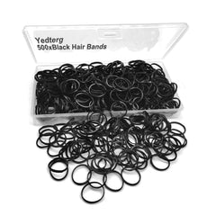 Black Elastic Hair Bands, Yedtreg 500pcs Small Rubber Bands with Box, Soft Mini Hair Elastics Ties for Women, Kids, Braids, Ponytails and Beard