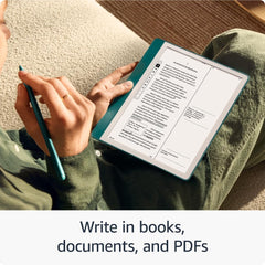 Amazon Kindle Scribe (64 GB) – Redesigned display with uniform borders. Now write directly on books and documents. With built-in notebook summarisation. Includes Premium Pen – Jade Metallic