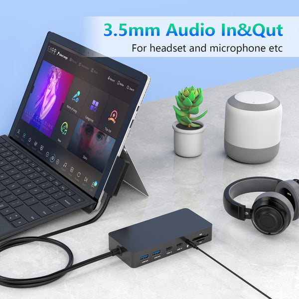 New Microsoft Surface Dock Triple Displays Dual HDMI+VGA with Power Adapter,12 in 1 Surface Docking Station for Microsoft Surface Pro 12/11/10/9/8/X/7/6/5/4/3,Surface Laptop 7/6/5/4/3/2/1,Book Go