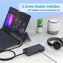 New Microsoft Surface Dock Triple Displays Dual HDMI+VGA with Power Adapter,12 in 1 Surface Docking Station for Microsoft Surface Pro 12/11/10/9/8/X/7/6/5/4/3,Surface Laptop 7/6/5/4/3/2/1,Book Go