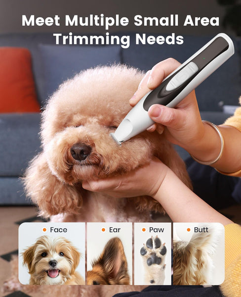 oneisall Low Noise Dog Paw Trimmer with LED Light, Paw Trimmer for Dogs &Cats, 20mm Widen Blade, Cordless Rechargeable Pet Shaver for Paws, Eyes, Ears, Face