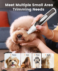 oneisall Low Noise Dog Paw Trimmer with LED Light, Paw Trimmer for Dogs &Cats, 20mm Widen Blade, Cordless Rechargeable Pet Shaver for Paws, Eyes, Ears, Face