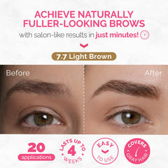 RB RENATA BEAUTY Brow Tint Kit – Eyebrow Tint Set – Dye Kit with Color Tint, Cream Developer and Styling Brush – Long-Lasting Effect Up to 4 Weeks – 30 Applications [Light Brown]